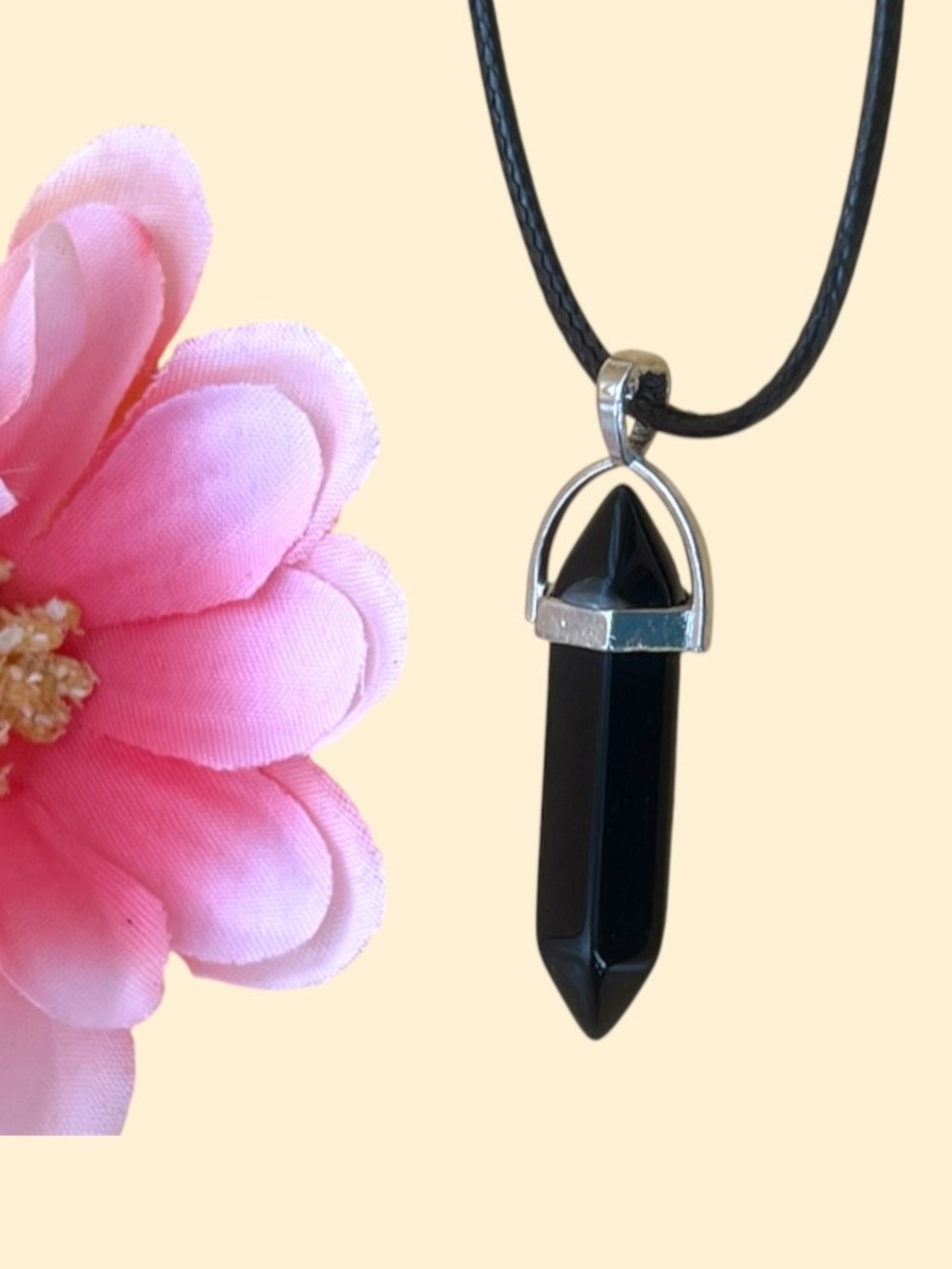 Sterling Black Obsidian Point Pendant Necklace - Women Jewelry